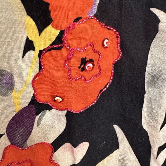 NEW Soft Surroundings Floral Provence Shirt Dress Black Red Size XS Embellished - Picture 5 of 9